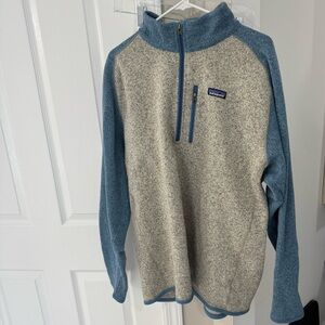 Patagonia Men's Zip-Up Sweater in Blue and Cream